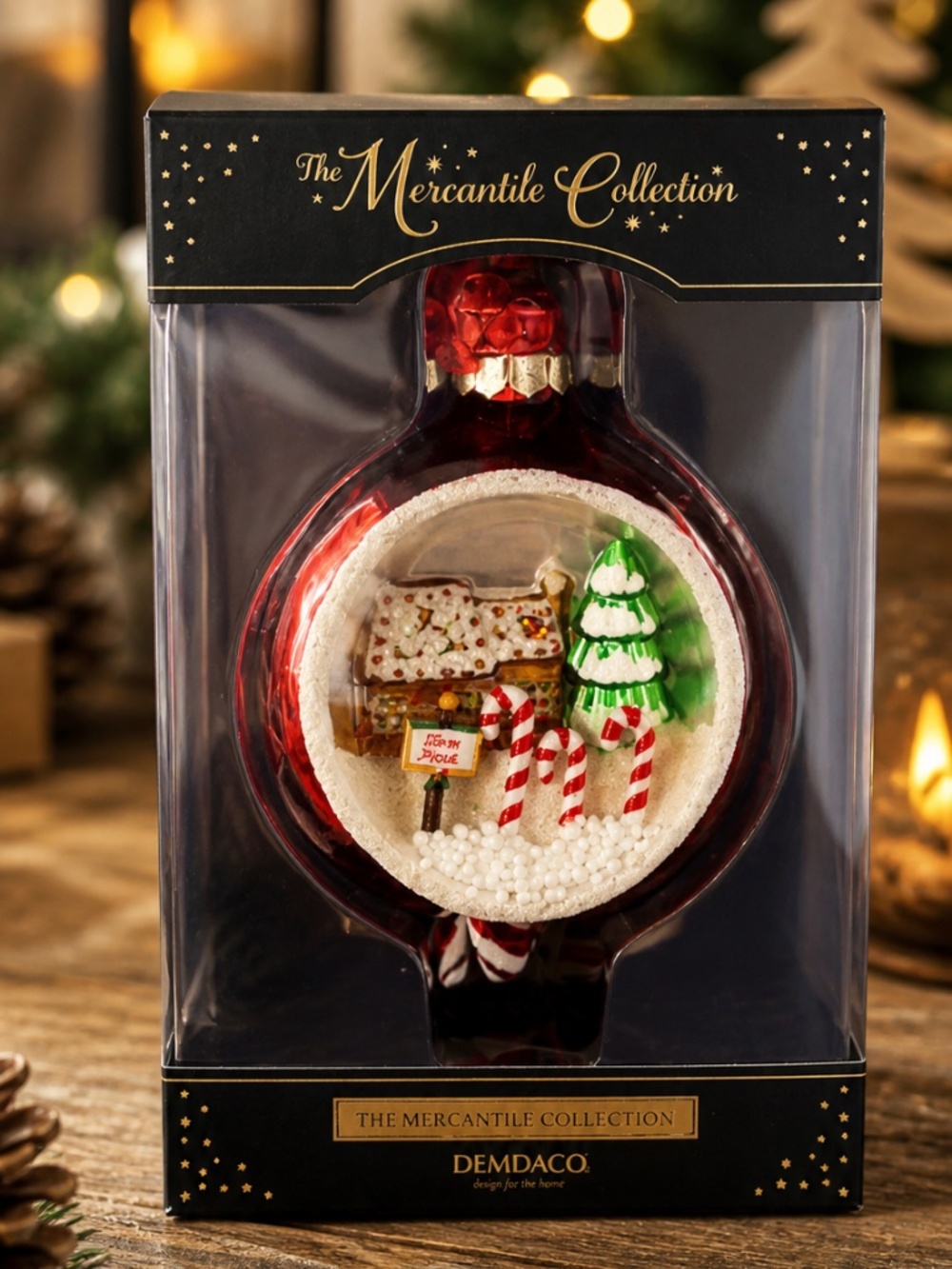 Demdaco The Mercantile Collection Blown Glass Ornament Carrie Meager Diorama